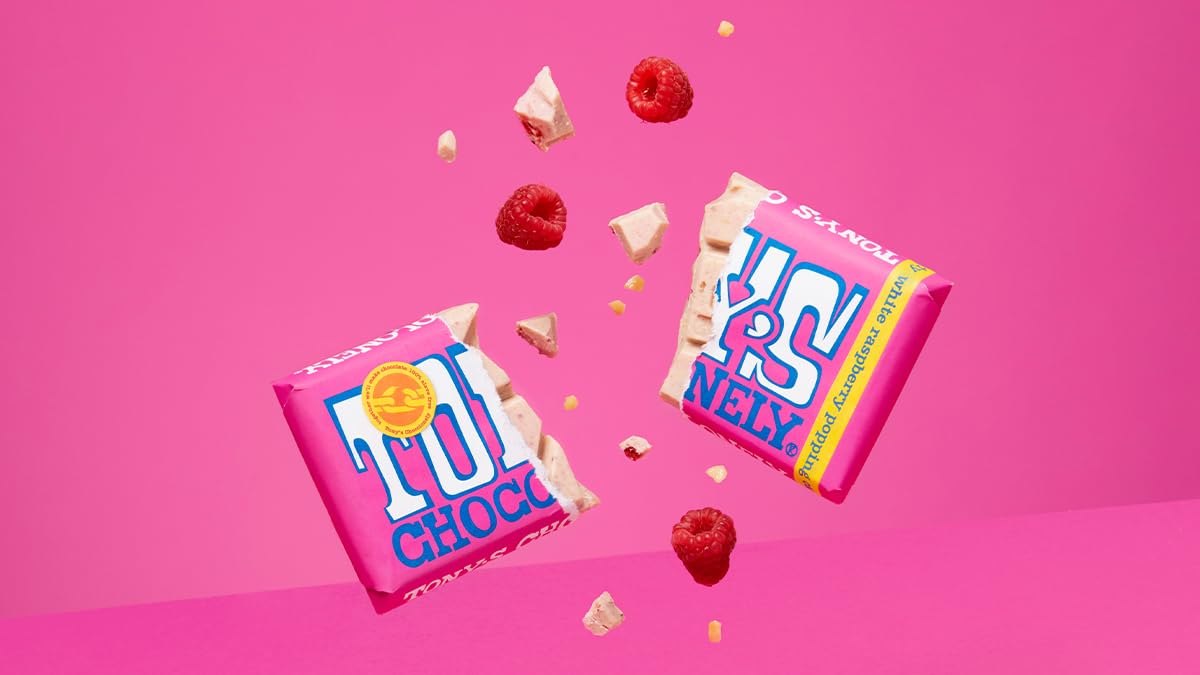 Tony's Chocolonely White Raspberry Popping Candy Chocolate Bar - 180g 3
