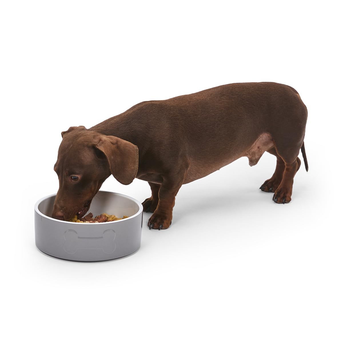 Petface Ceramic Bone Pet Bowl for Dogs and Cats | 20 cm Diameter | Grey/White 5
