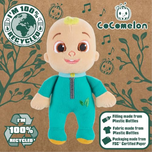 Character Options CoComelon 23cm CJ in Romper Suit Eco Soft Plush Toy - 100% Recycled Materials for Ages 18 Months+