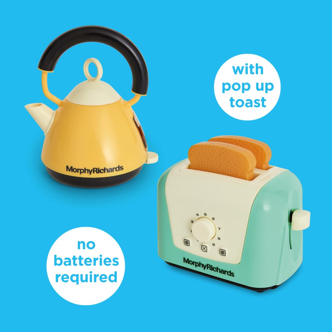 Casdon Morphy Richards Interactive Toy Toaster & Kettle Set - Play Kitchen Appliances for Kids 3+ 4