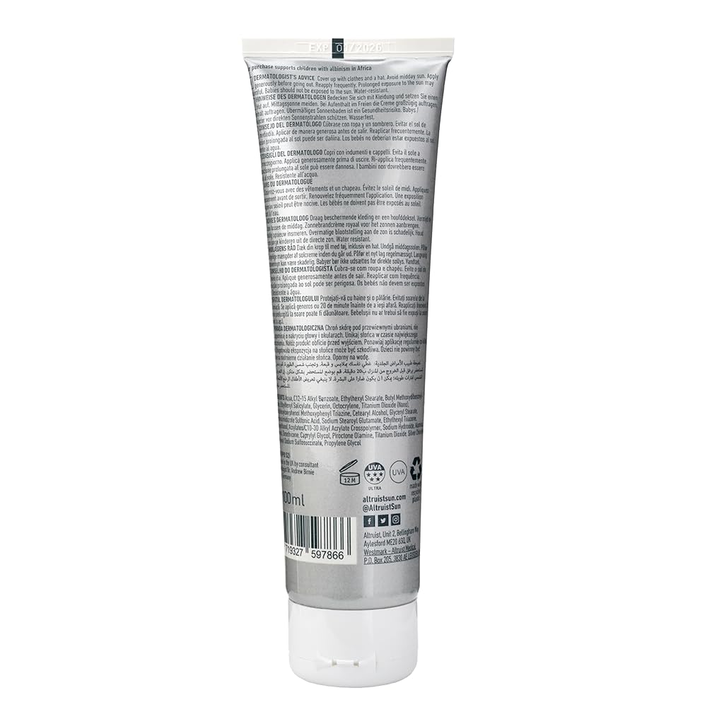 Altruist Face Sunscreen SPF50 - 5 Star UVA/UVB Protection, Fragrance-Free, 100 ml