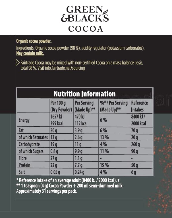 Green & Black's Organic Cocoa Powder, Fairtrade, 125g