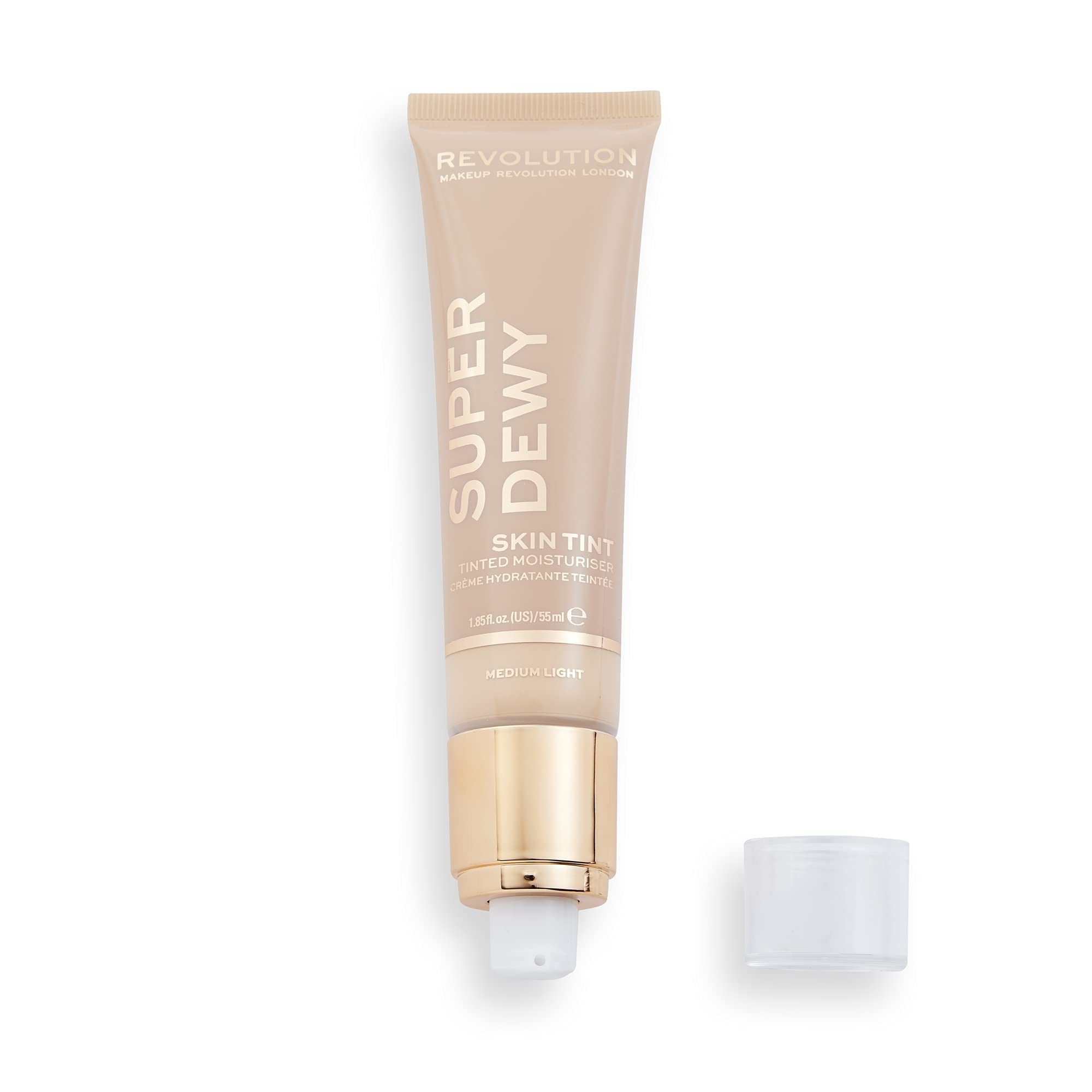 Makeup Revolution Superdewy Tinted Moisturiser - Light Coverage, Dewy Finish, Hydrating, Antioxidant, Medium Light