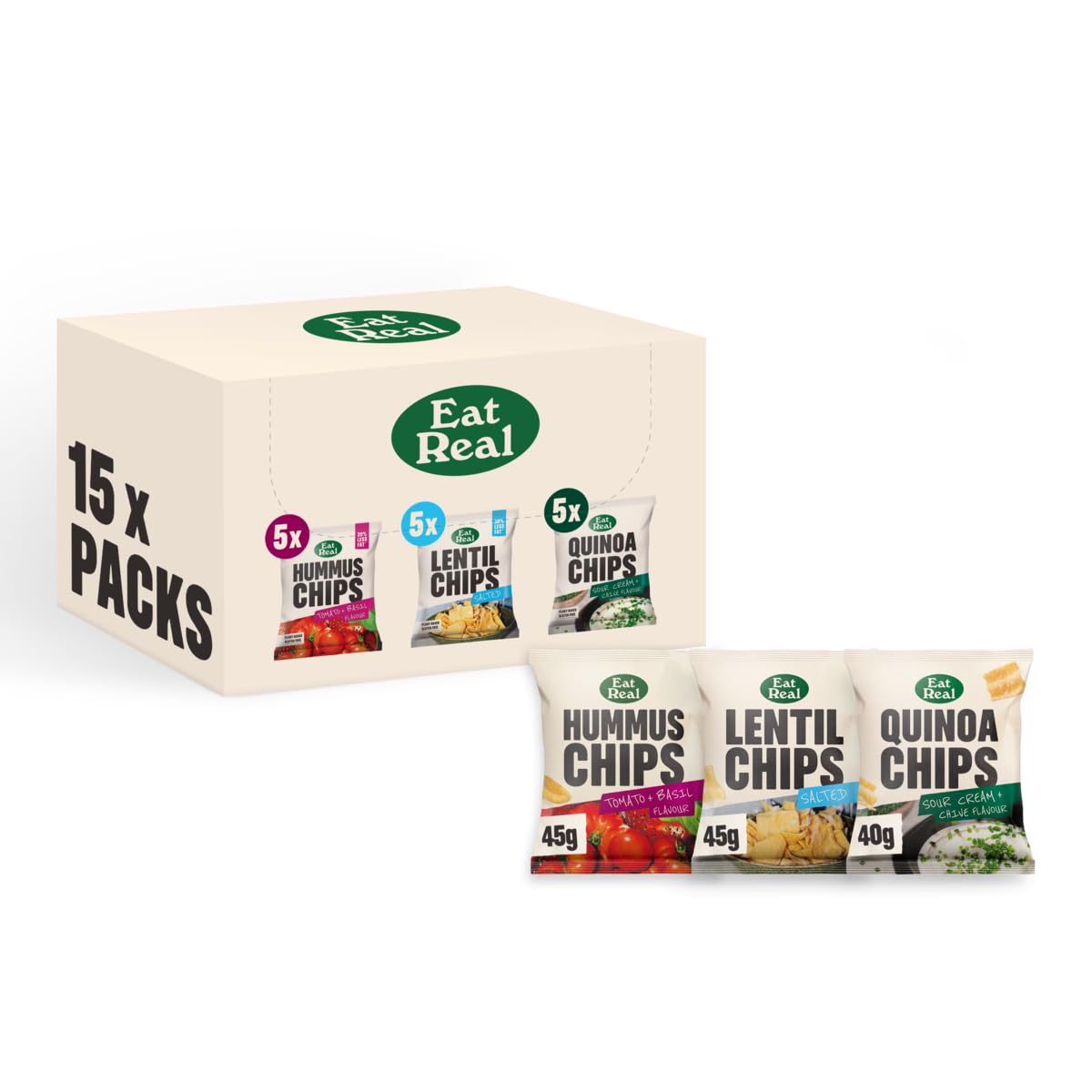 Eat Real - Multibox Variety Pack of Quinoa, Lentil & Hummus Chips