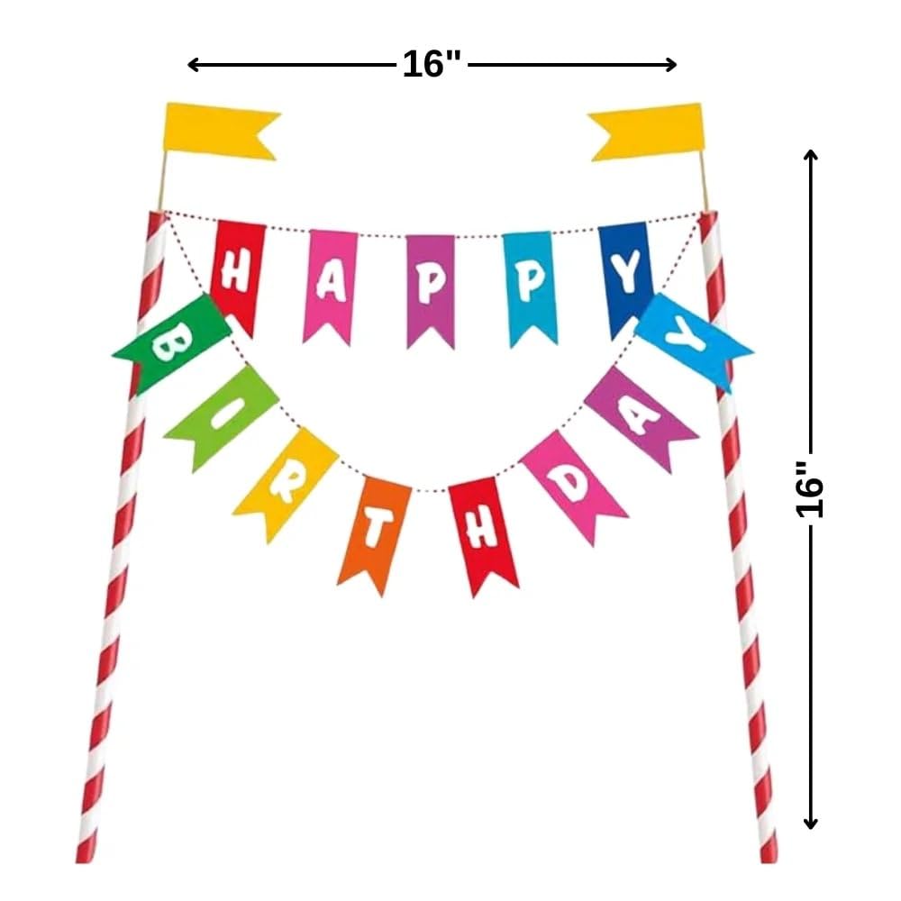 Unique Rainbow Birthday Cake Bunting Topper - Plastic, 15cm High x 20cm Wide | For Girls' Parties 6