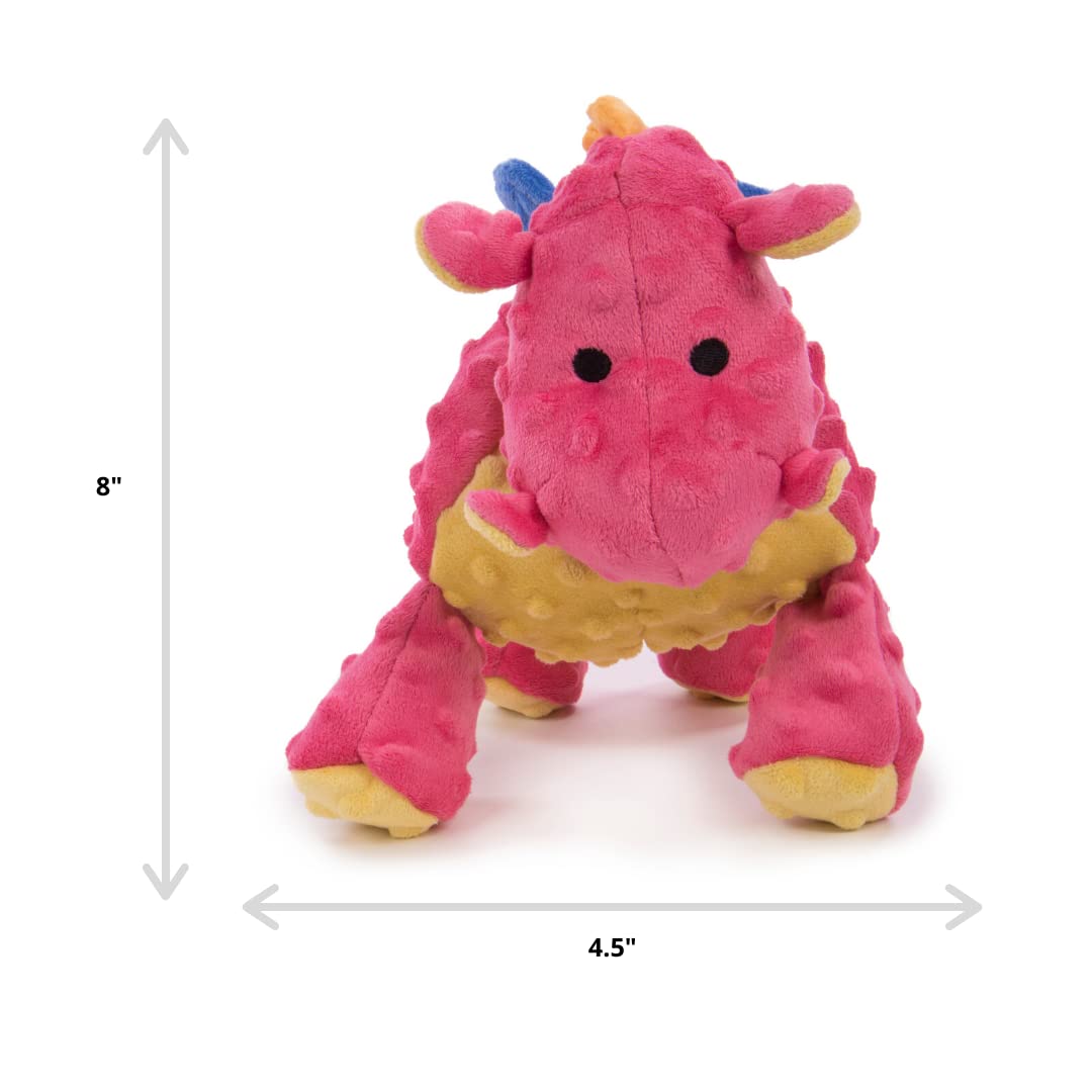 goDog Dragon With Chew Guard Technology Tough Plush Dog Toy - Coral, Small | Squeaker 9