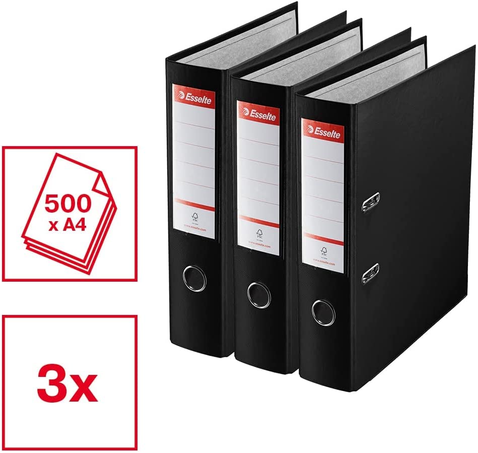 Esselte A4 Lever Arch Files, Red File Folders 624292, 3 Count (Pack of 1) 2