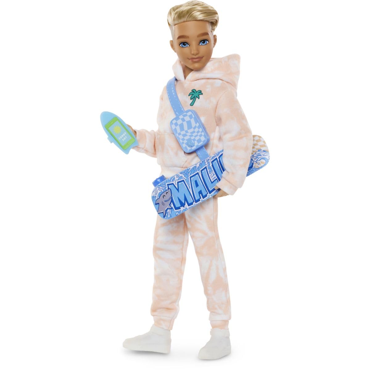 Barbie Dream Besties Doll and Accessories, Ken Posable Fashion Doll with Removable Fashions & Blonde Hair, 9 Summer & Skateboard Themed Pieces, JDD75
