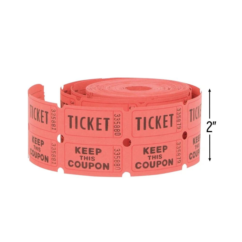 Unique Double Roll of Raffle Tickets - 500 Numbered Tickets in Red, Green, or Blue 2
