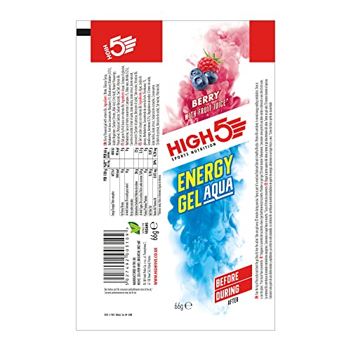 HIGH5 - Energy Gel Aqua Quick Release Energy Gel with Natural Fruit Juice (20 x 66g Sachets, Berry Flavor) 6
