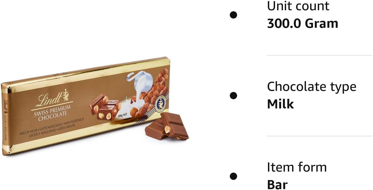Lindt Swiss Milk Chocolate and Crunchy Hazelnut Gold Bar 300 g 3