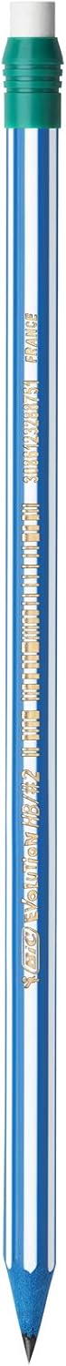 BIC Evolution Graphite Pencils - Pack of 8 - HB Pencils with Eraser - Colourful Stripe Design and Shock-Resistant Lead 2