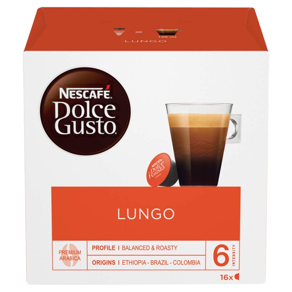 NESCAFÉ Dolce Gusto Lungo Coffee Pods - Intensity 6, 48 Capsules Total (3 x 16-Count Packs)