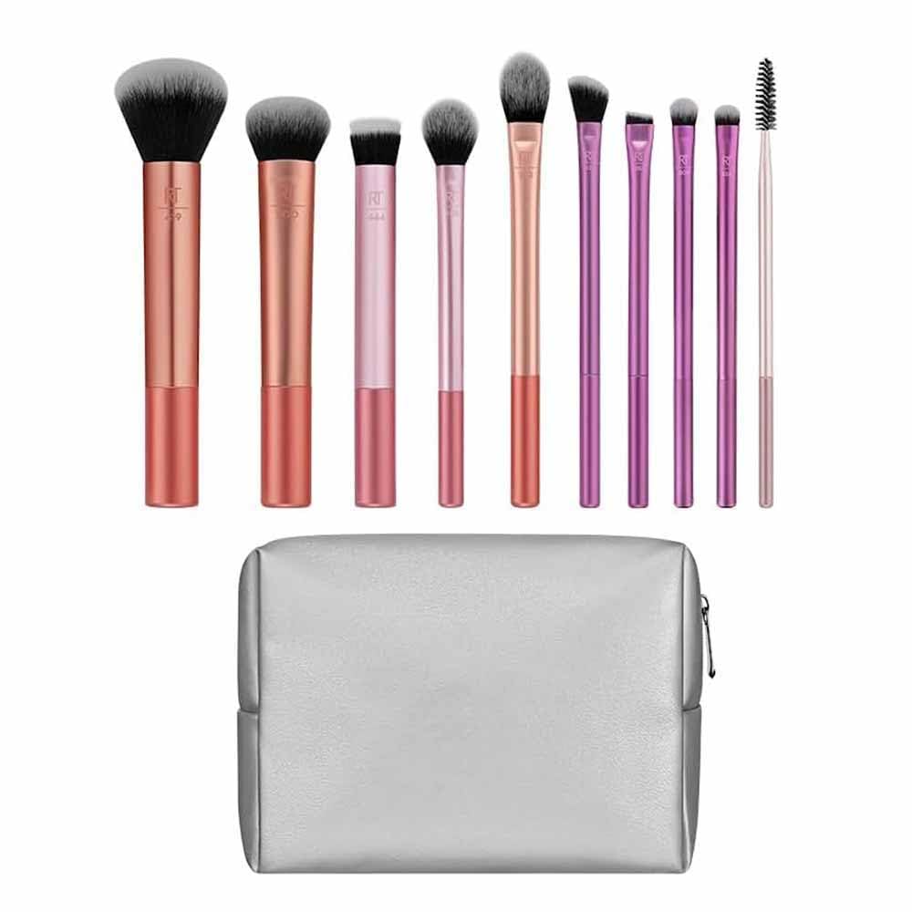 Real Techniques Blends Set - 10-Piece Makeup Brush Collection with Beauty Bag