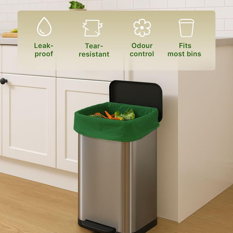 CareBee Biodegradable Kitchen Bin Bags - 120 Count, 8L Capacity, Compostable & Leak-Proof 2