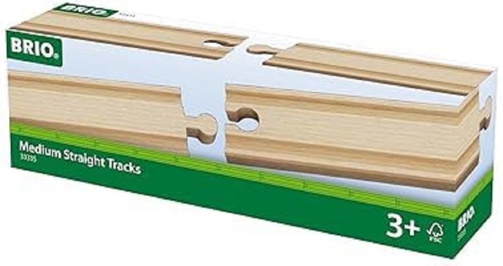 BRIO World Medium Straights Wooden Train Track for Kids Age 3 Years Up 4