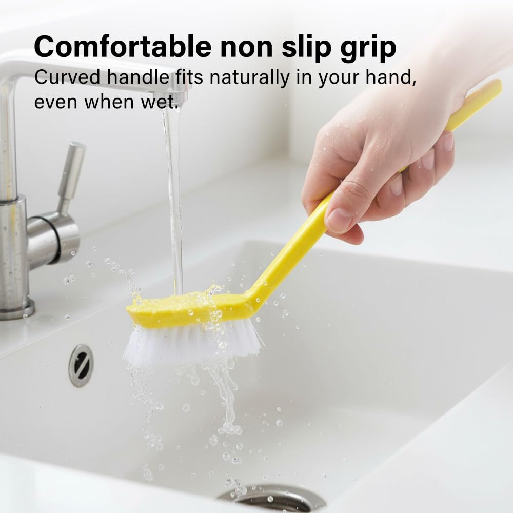Vivo Technologies - Washing Up Brushes Pack of 3 | Non-Slip Grip with Built-In Scraper for Kitchen Cleaning 11