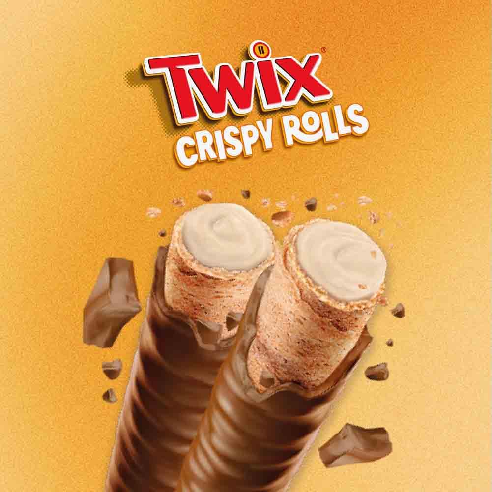 Twix Crispy Rolls, Milk Chocolate, Caramel and Biscuit Snack Bar, 24 x 22.5g