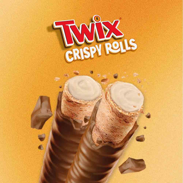 Twix Crispy Rolls, Milk Chocolate, Caramel and Biscuit Snack Bar, 24 x 22.5g