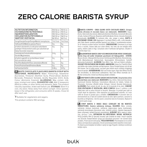 Bulk Zero Calorie Barista Syrup, White Chocolate, 1 Litre