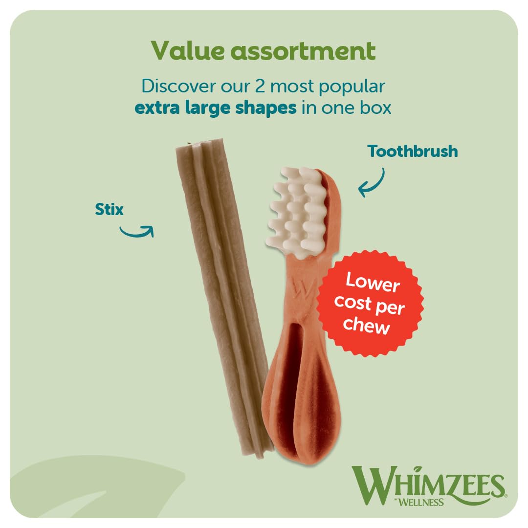 WHIMZEES Dental Sticks - XL Size, Variety Box, 14 Count | Triple Care Oral Health | Grain-Free