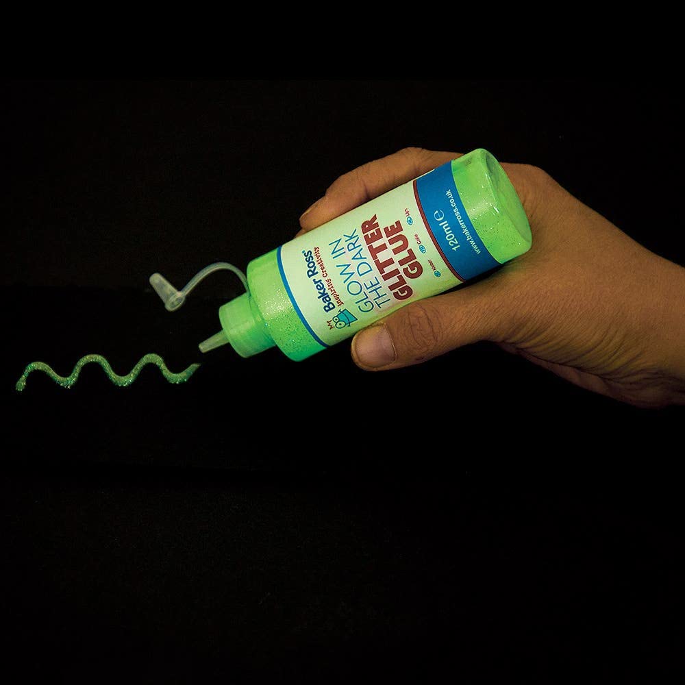 Baker Ross FX132 Glow in the Dark Glitter Glue - 120ml Craft Adhesive for Kids