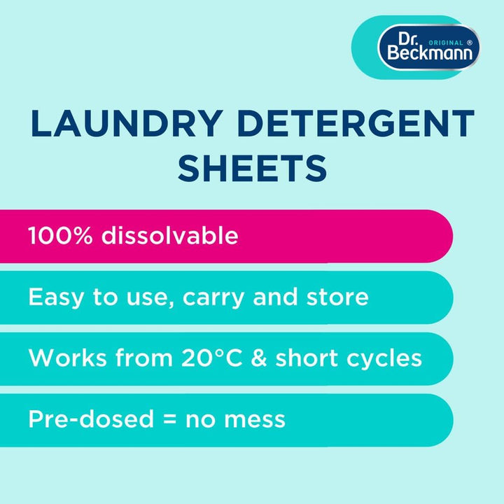 Dr. Beckmann - MAGIC LEAVES Non-Bio Laundry Detergent Sheets | 25 Sheets