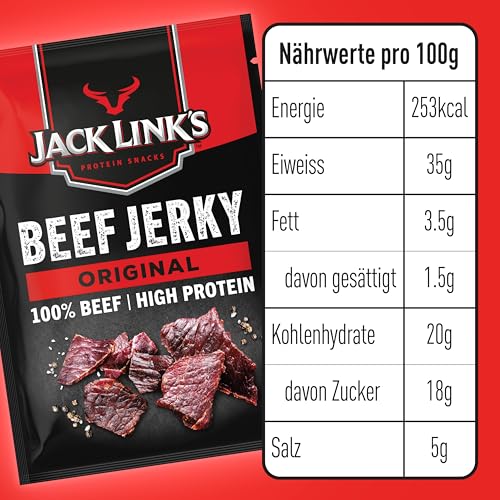 Jack Link's Beef Jerky Original - Box of 12 x 60g - High Protein Dried Meat Snack