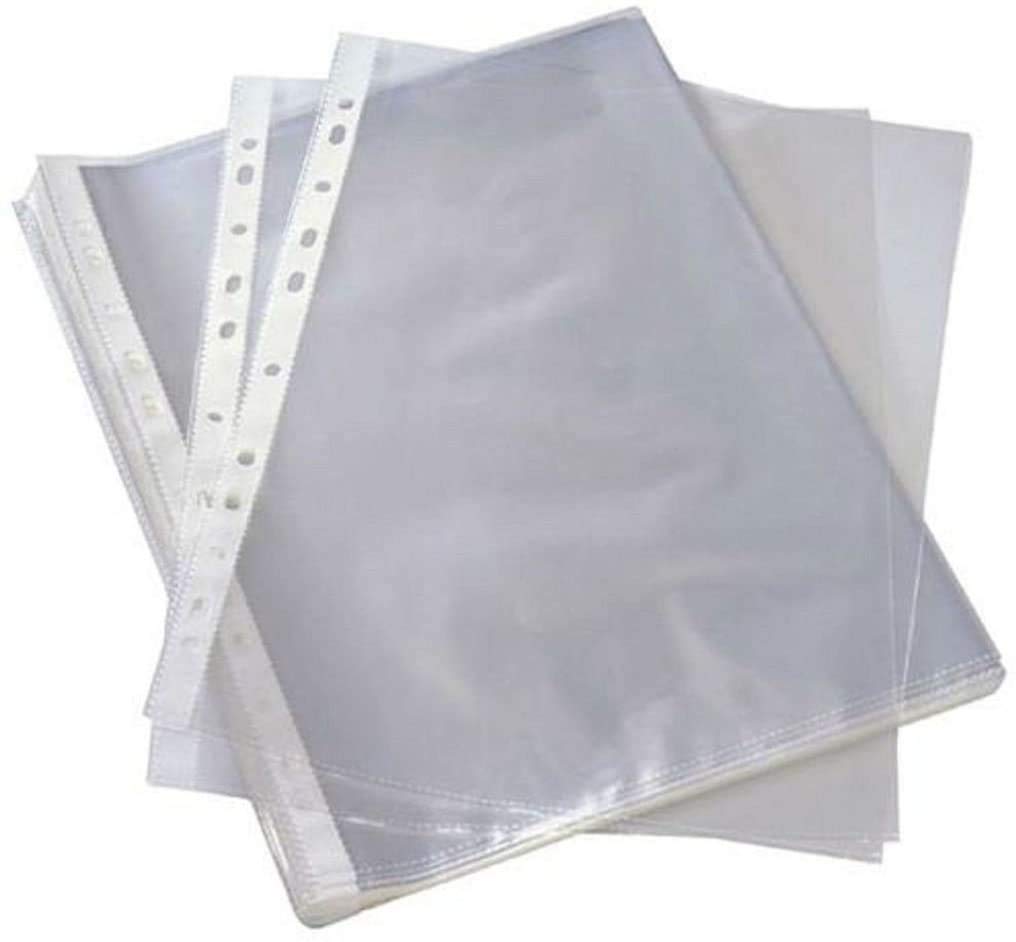 G4GADGET A4 Punched File Pockets - 50 Pack, 30 Micron, 15 Sheet Capacity, Green | Reinforced Strip 3