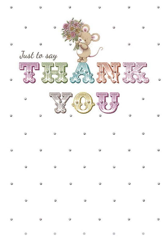 Piccadilly Greetings Thank You Card with Envelope | 7 x 5 Inches | Mouse On Text Design