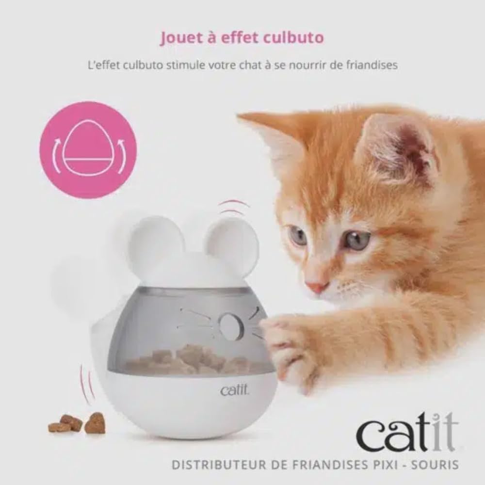 Catit Pixi Interactive Mouse-Shaped Cat Treat Dispenser | Slow Feeder Toy | Wobbles for Engagement 5