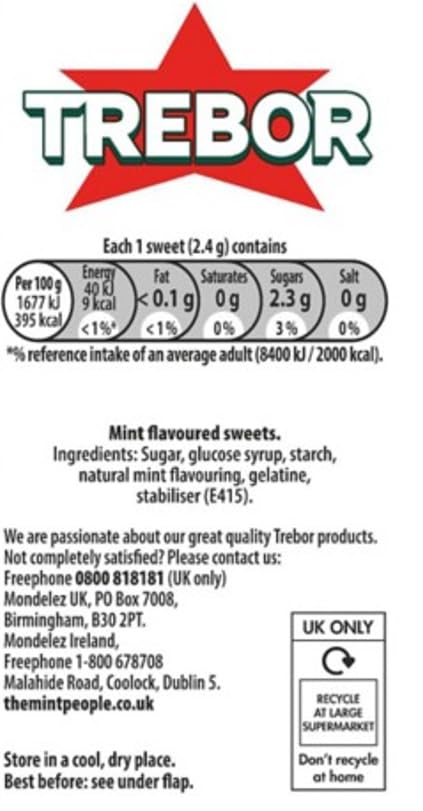 Trebor Extra Strong Peppermint Mint Sweets, 4 Pack Rolls, 146 g (Pack of 12) 6