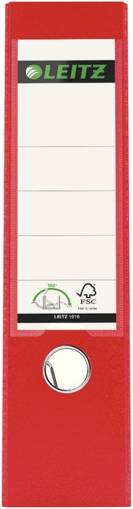 Leitz 80mm Spine A4 180 Degree Plastic Lever Arch File - Red