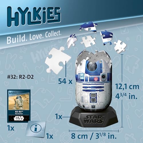 Ravensburger Star Wars R2D2 Hylkies 3D Puzzle - 54 Pieces | Ages 6+ | Collectible Figure 3