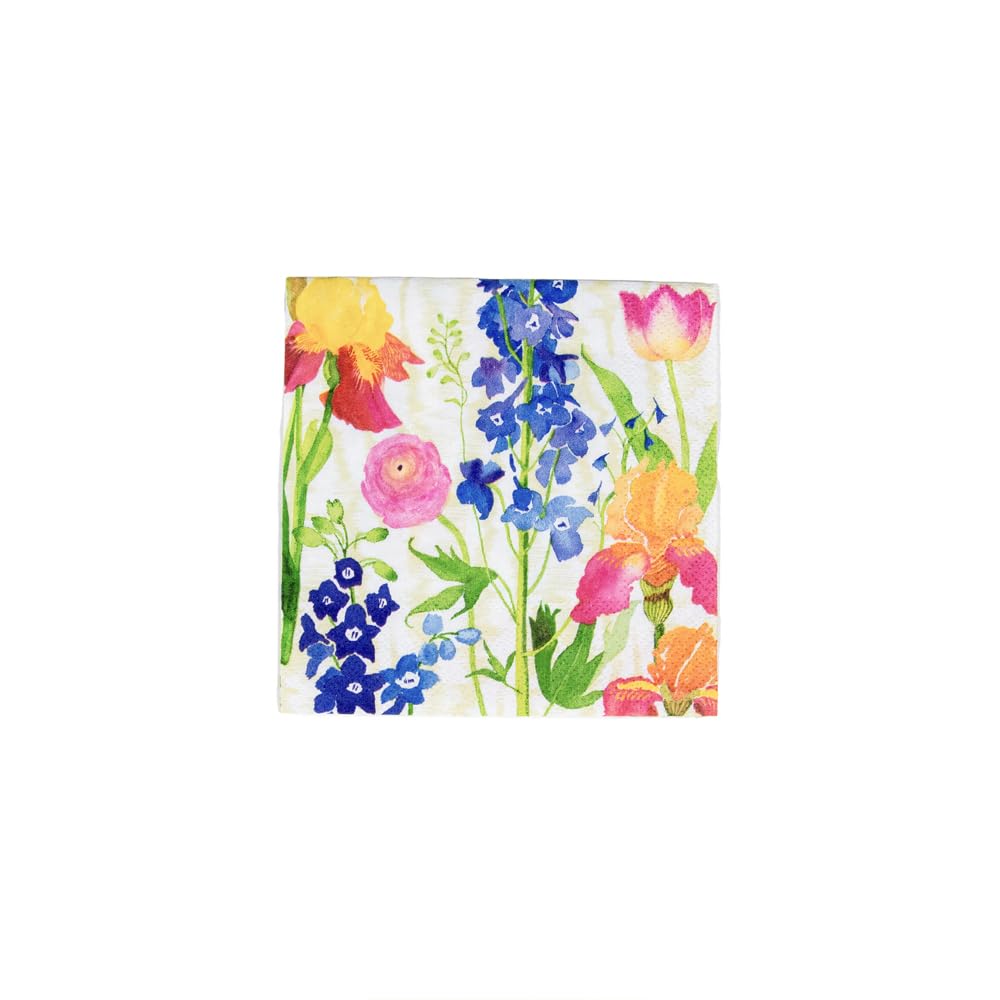 Caspari Summer Garden Triple-Ply Cocktail Napkins in White, 20 per Pack 3
