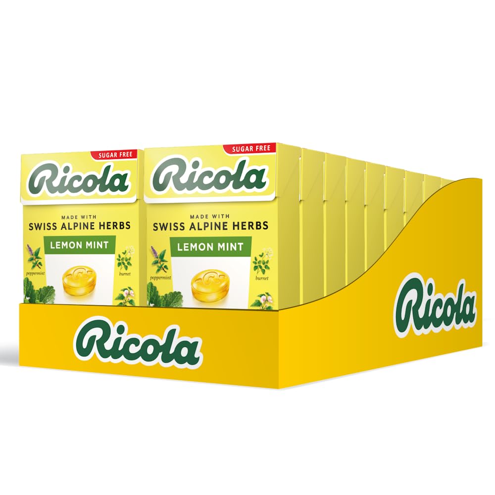 Ricola Lemon Mint Sugar Free Swiss Herbal Sweets, 13 Alpine Herbs, Stevia Sweetened, Multipack of 20 Boxes (45g Each) 2