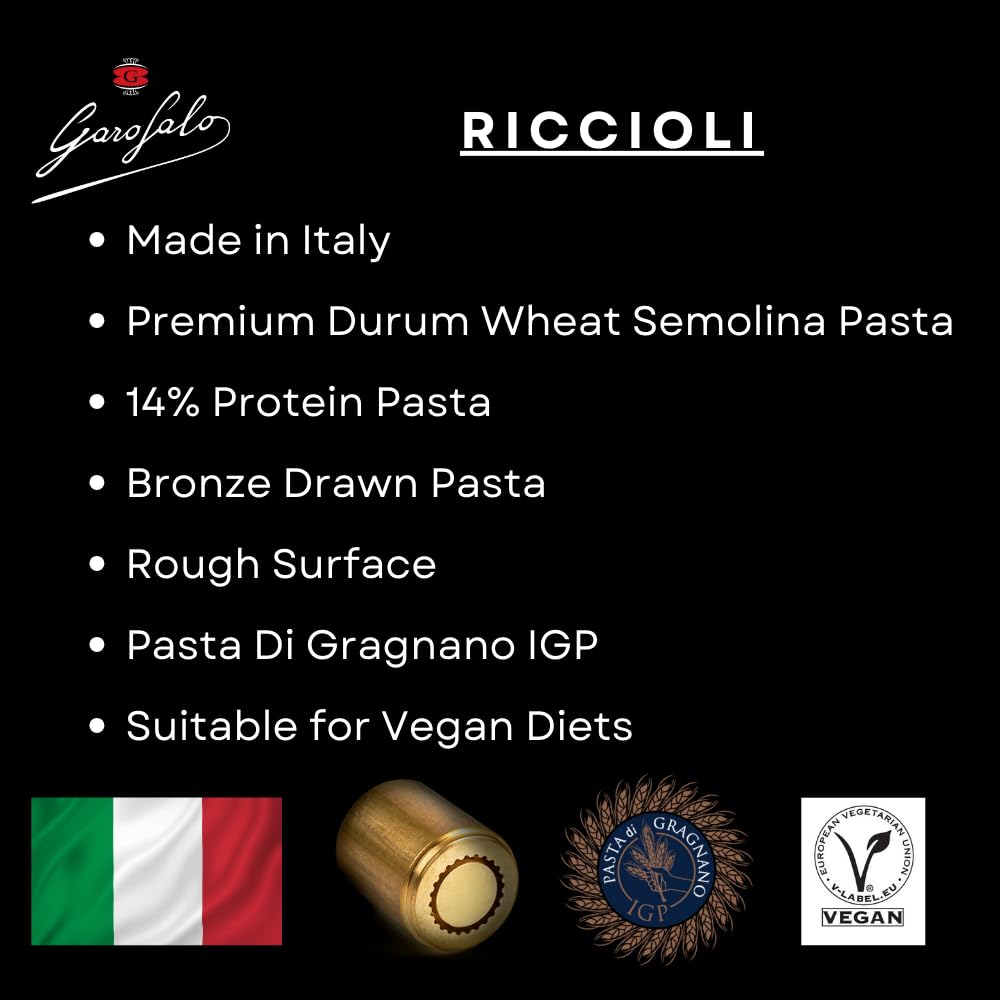 Garofalo Riccioli Pasta - 500g | Bronze Die Cut | High Protein Durum Wheat 4