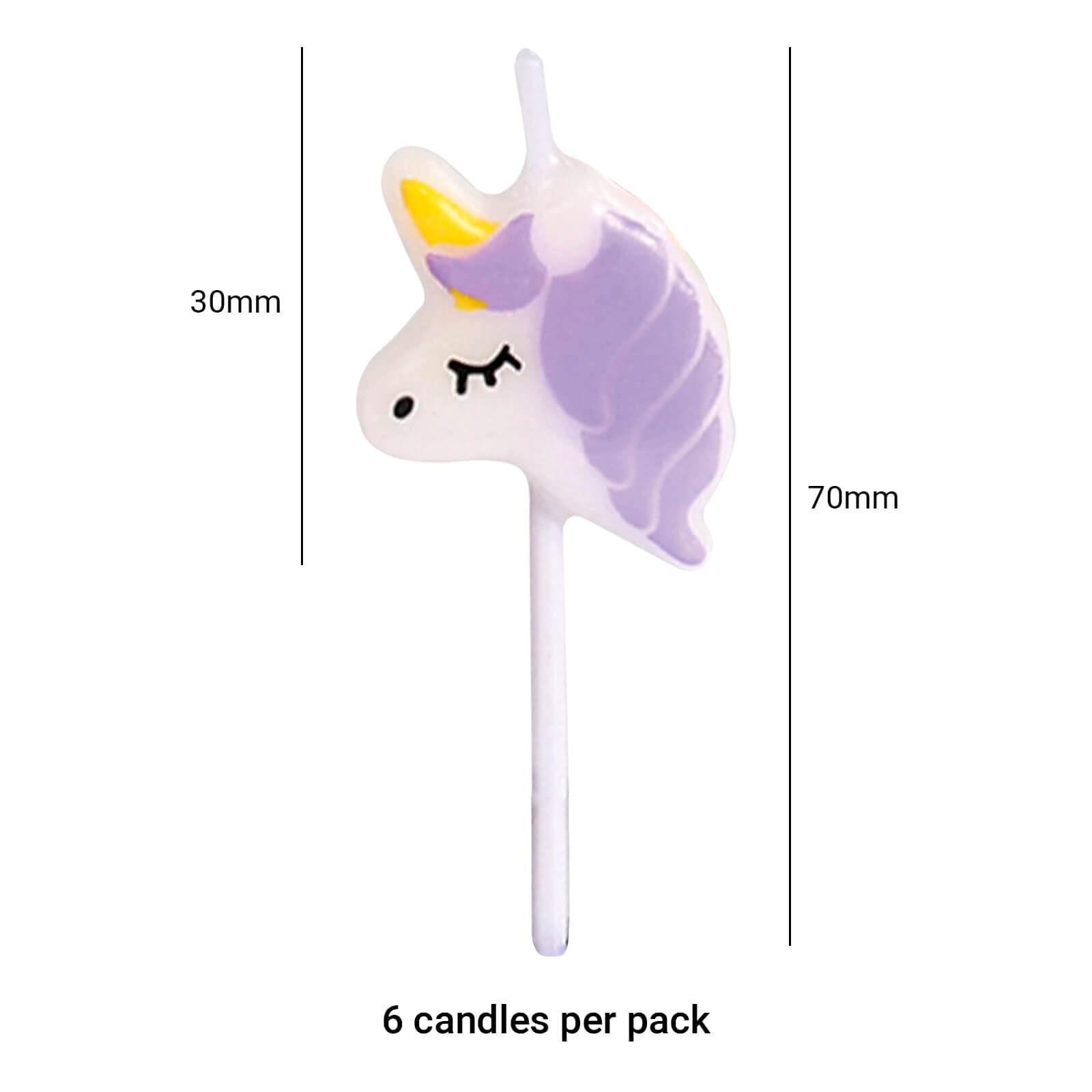 Culpitt Baked with Love Unicorn Birthday Candles - Pack of 6 Pink & Purple Unicorns with Rainbows 4