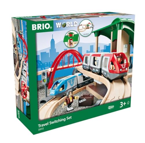 BRIO World Railway Travel Switching Set - Interactive Train Playset for Kids Age 3+ (33512)