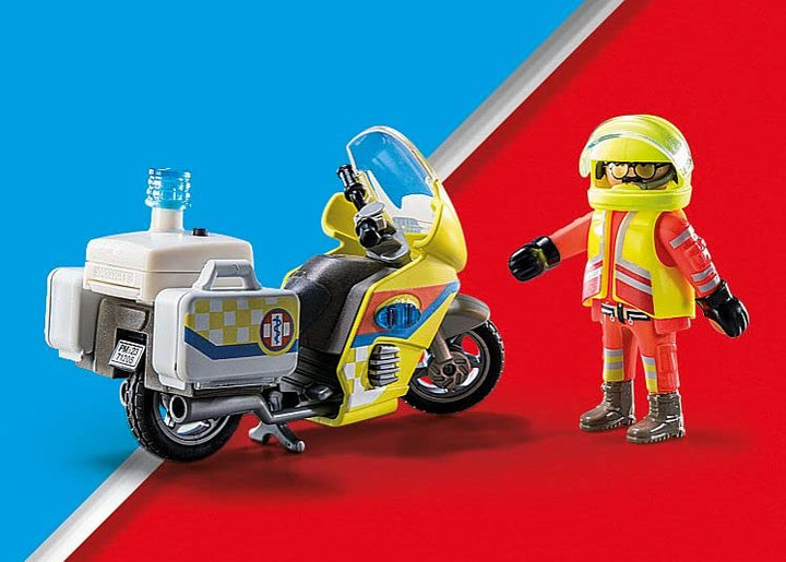 Playmobil 71205 Rescue – Notfallmotorrad mit Blinklicht, Motorrad-T