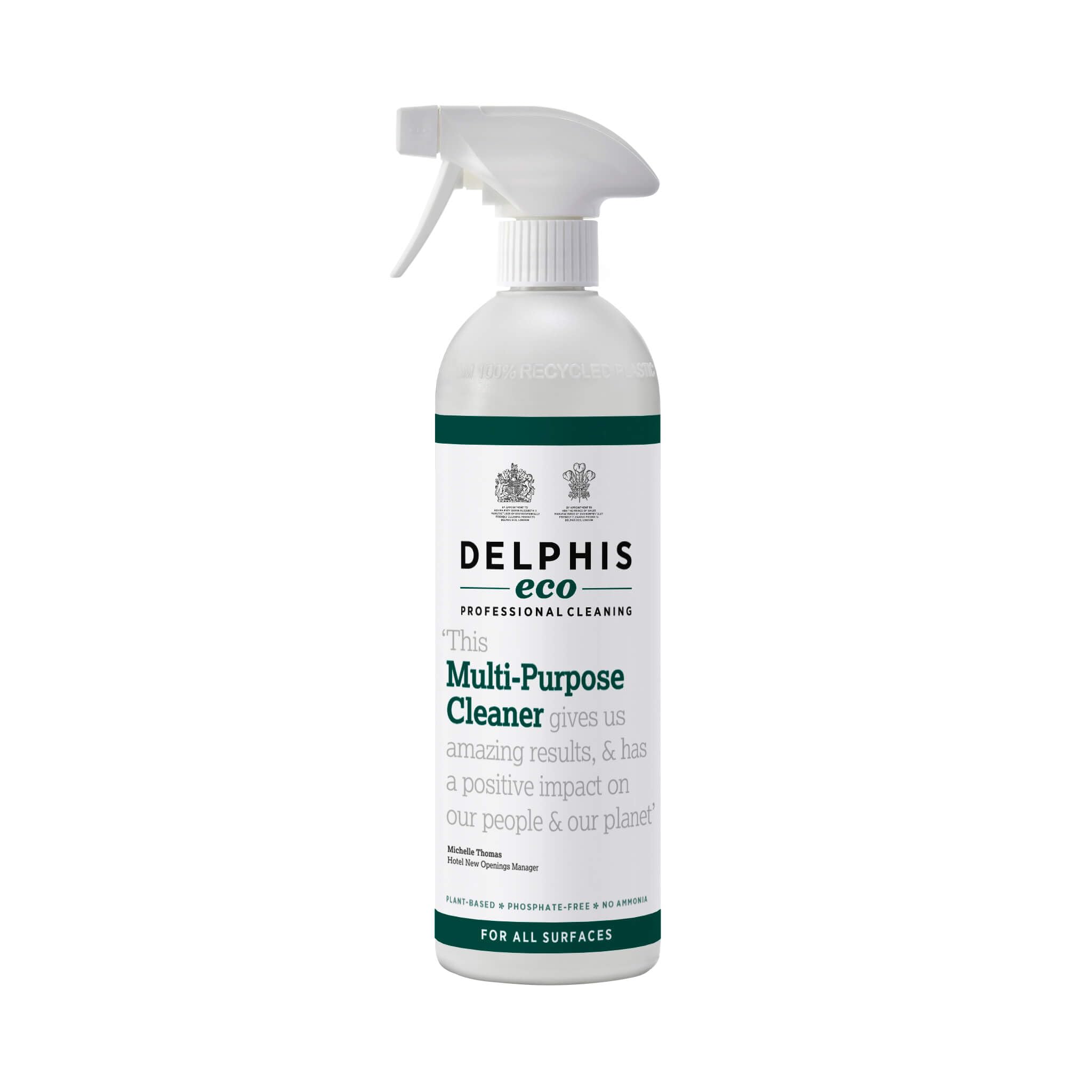 DELPHISECO Multi-Purpose Cleaner - Plant-Based & Vegan | Unscented | 700 ml Spray Bottle