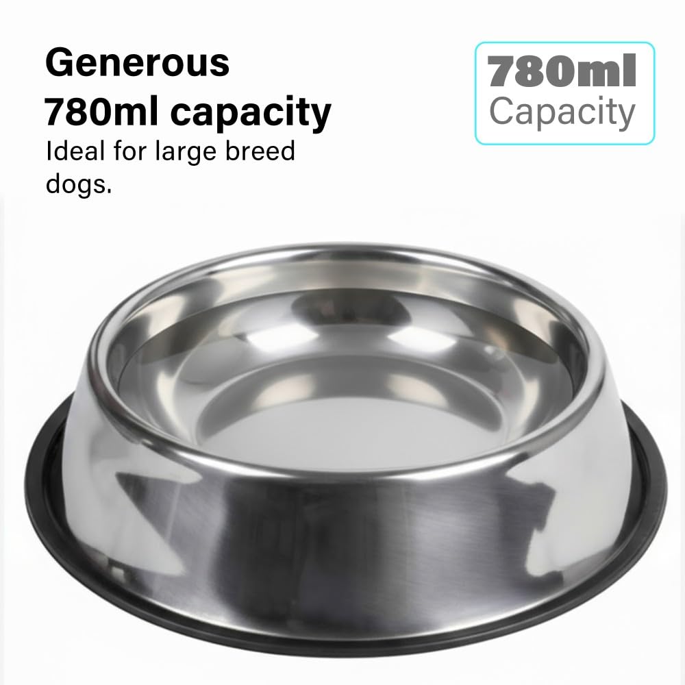 Vivo Technologies Stainless Steel Pet Bowl - 780ml Capacity | Nonslip Base | Large Dog 3