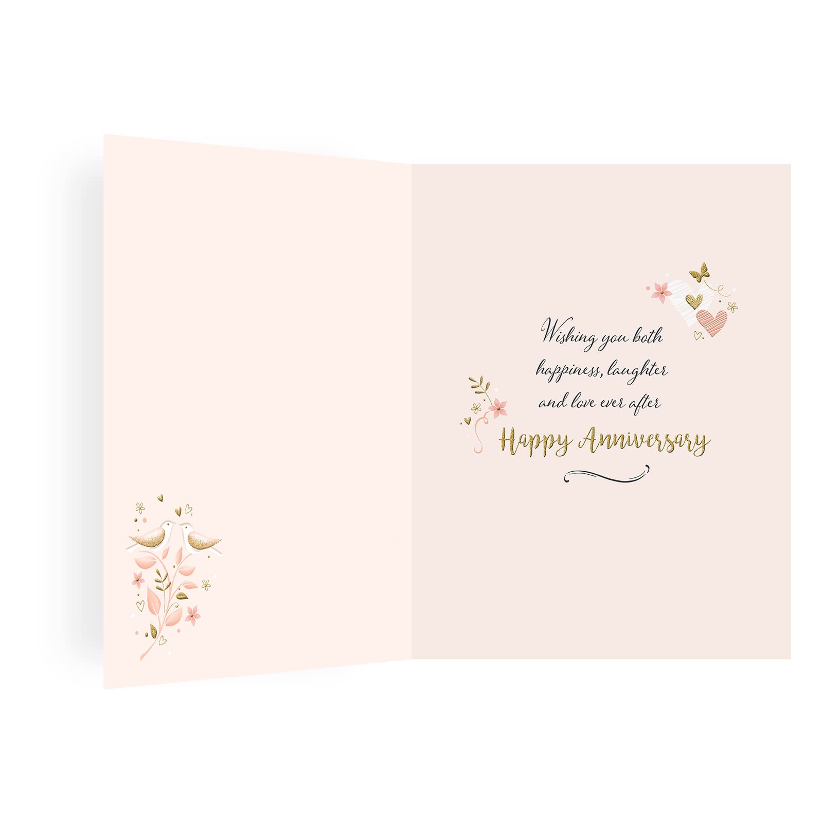 Piccadilly Greetings Modern Anniversary Card - Birds on Peach Design | 8 x 6 inches 2