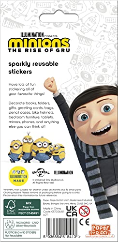Paper Projects Minions: The Rise of Gru Sparkly Reusable Stickers - Reusable | 19.5cm x 9.5cm