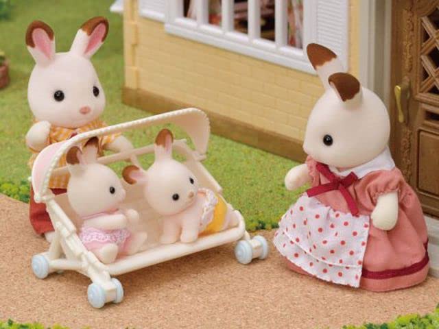 Sylvanian Families Triplets Stroller - Blue Plastic Dollhouse Furniture for Ages 3+ | Model 5533 4