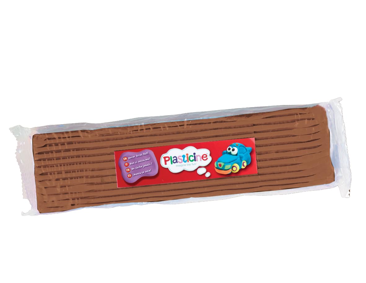 Plasticine Modelling Clay - Non-Drying, Reusable Brown Slab | 400g 1