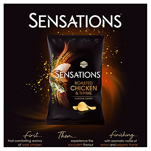 Sensations Roast Chicken & Thyme Thick Cut Premium Potato Crisps, Sharing Bag 150g