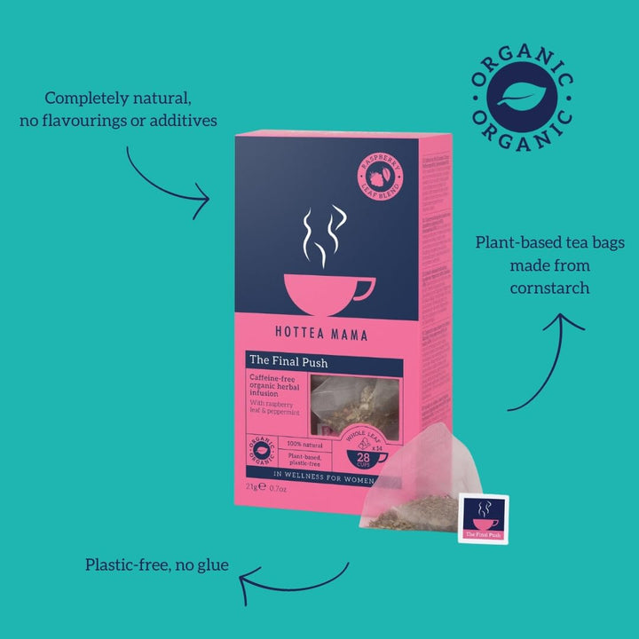 HOTTEA MAMA The Final Push Organic Raspberry and Peppermint Pregnancy Tea