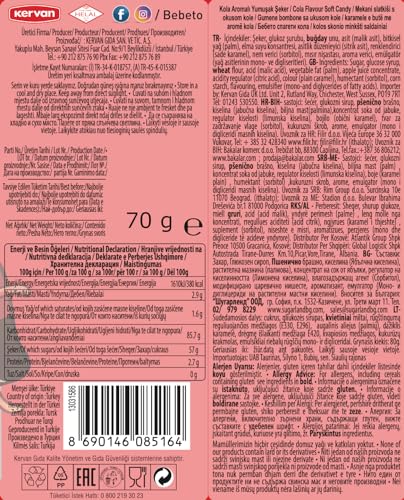 Bebeto Sour Cola Spaghetti - Vegan & Halal Certified Sour Fizzy Gummy Sweets, 70 g