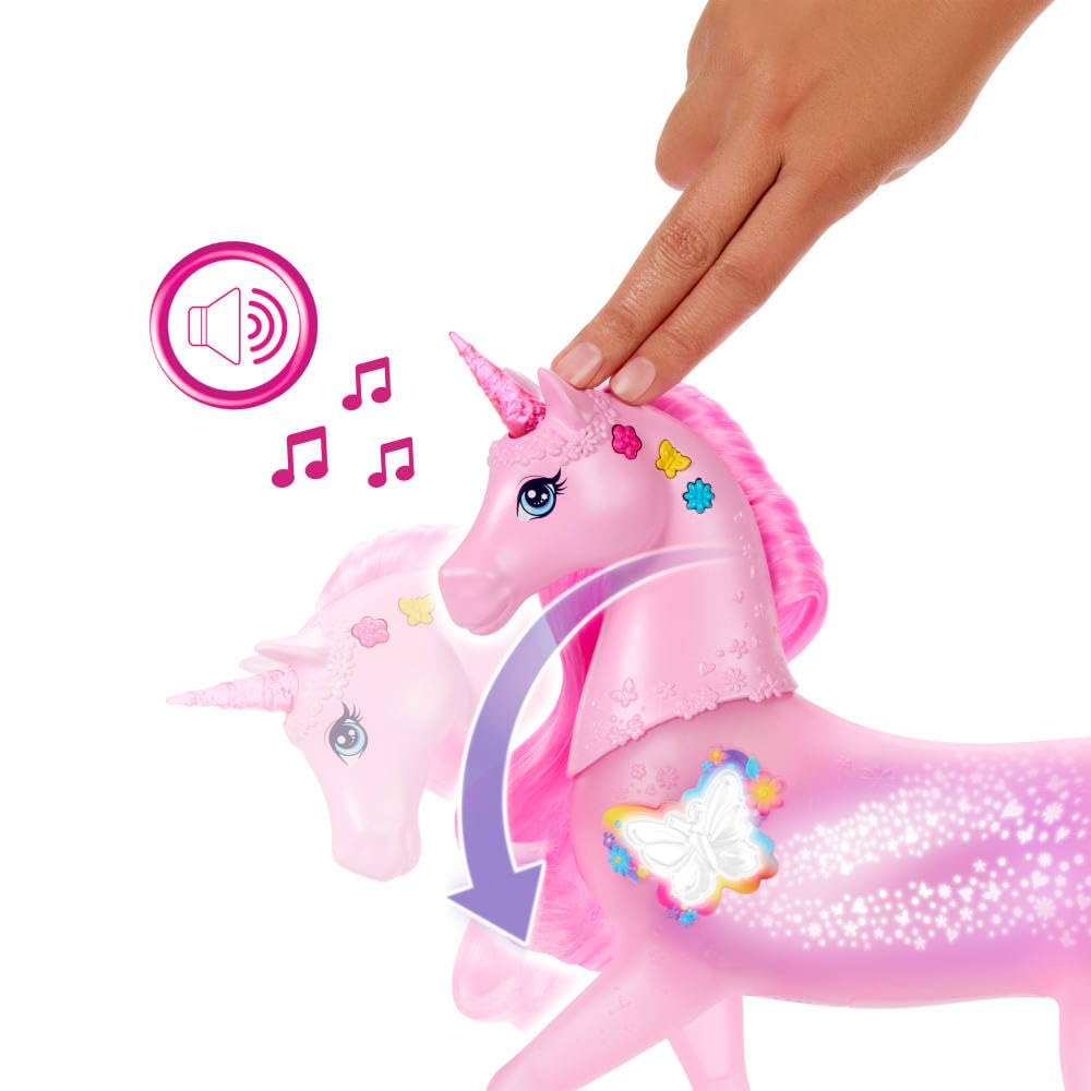 Barbie Sparkle Lights Toy Unicorn - Interactive Light & Sound Play for Kids 3+
